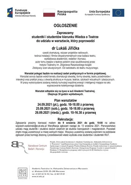 Planowanie czasu przed spektaklem